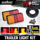 LED Trailer Tail Light Kit for Caravan Ute 7 Pin Flat Plug - Red and Yellow Lights