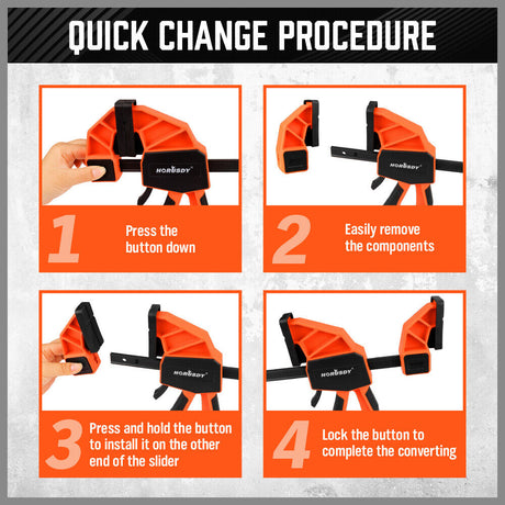 2-Pack HORUSDY 12-inch Woodworking Bar Clamps with Quick Clamp and Spreader Function, 300Lbs Load Capacity