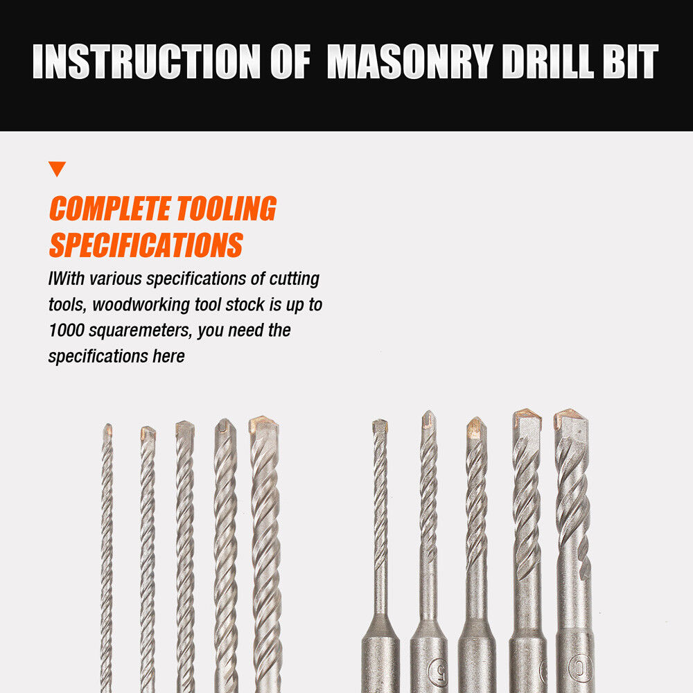 HSS Masonry Drill Bits Hammer Drilling Concrete Head Twist SDS Plus Shank 5-10mm