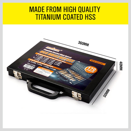 HORUSDY 170pcs Drill Bit Set, High-Speed Steel, Titanium Coated, Sizes 1-10mm, for Wood and Metal Drilling