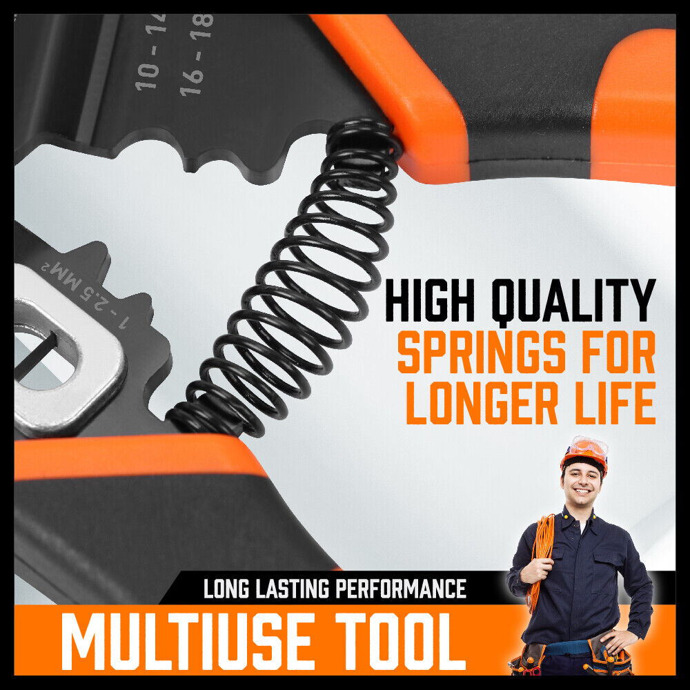 Versatile 8-Inch Wire Stripping Tool and Cutter - High-Quality Steel, Ergonomic Handle, Suitable for 10-24AWG Cables