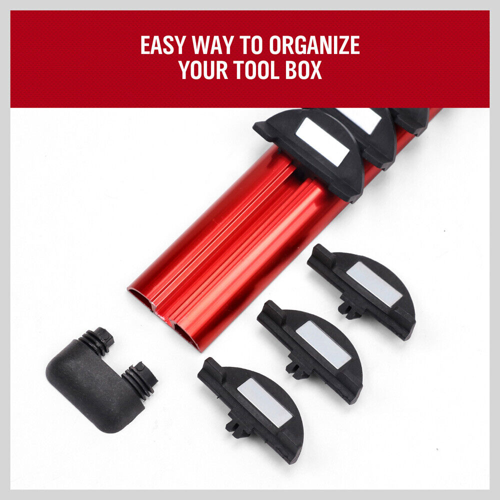 HORUSDY Magnetic Wrench Holder with 15 Slots, Durable Red Wall Mounted Tool Organizer for Spanners and Screwdrivers