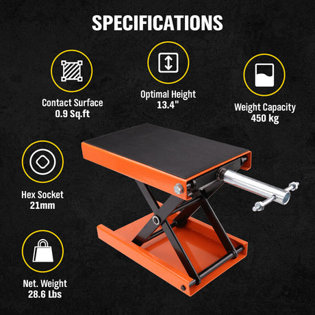 HORUSDY 450kg Motorcycle Scissor Lift Jack - Sturdy and Safe Motorbike Lifting Stand with Wide, Non-Slip Deck