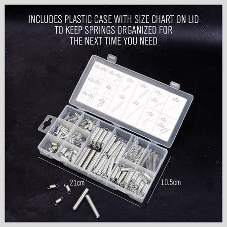 HORUSDY 200-Piece Spring Kit, Diverse Compression and Extension Springs, in Organized Case, for Bicycles, Locks, Automotive and More