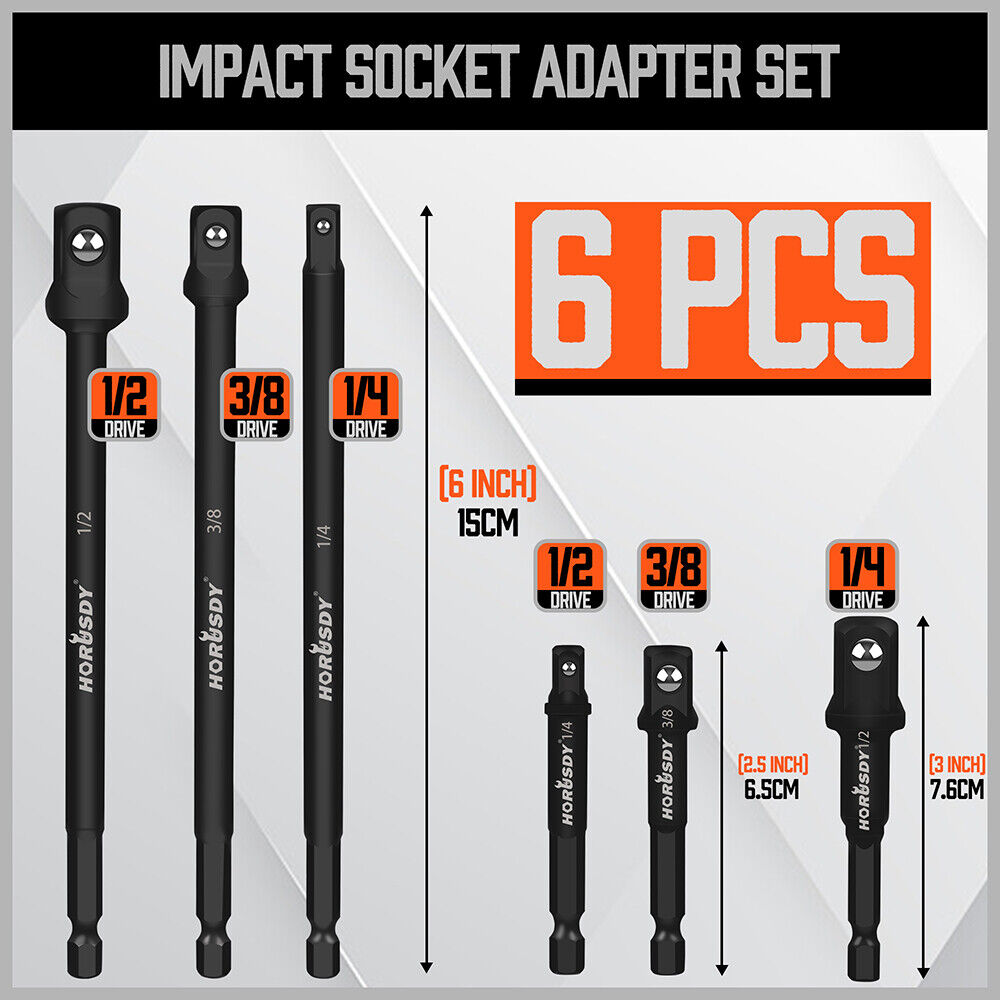 Socket Bit Adaptor Set with Drill and Nut Driver Extensions