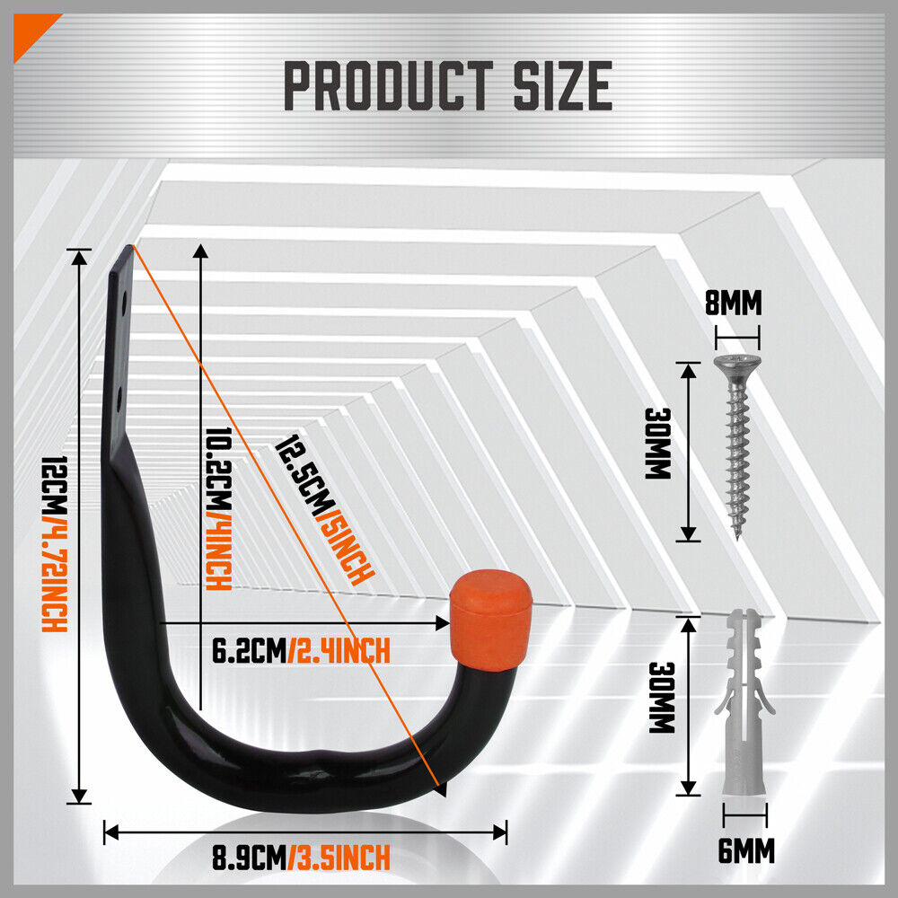 HORUSDY 6Pc Wall Mount Garage Hooks Set