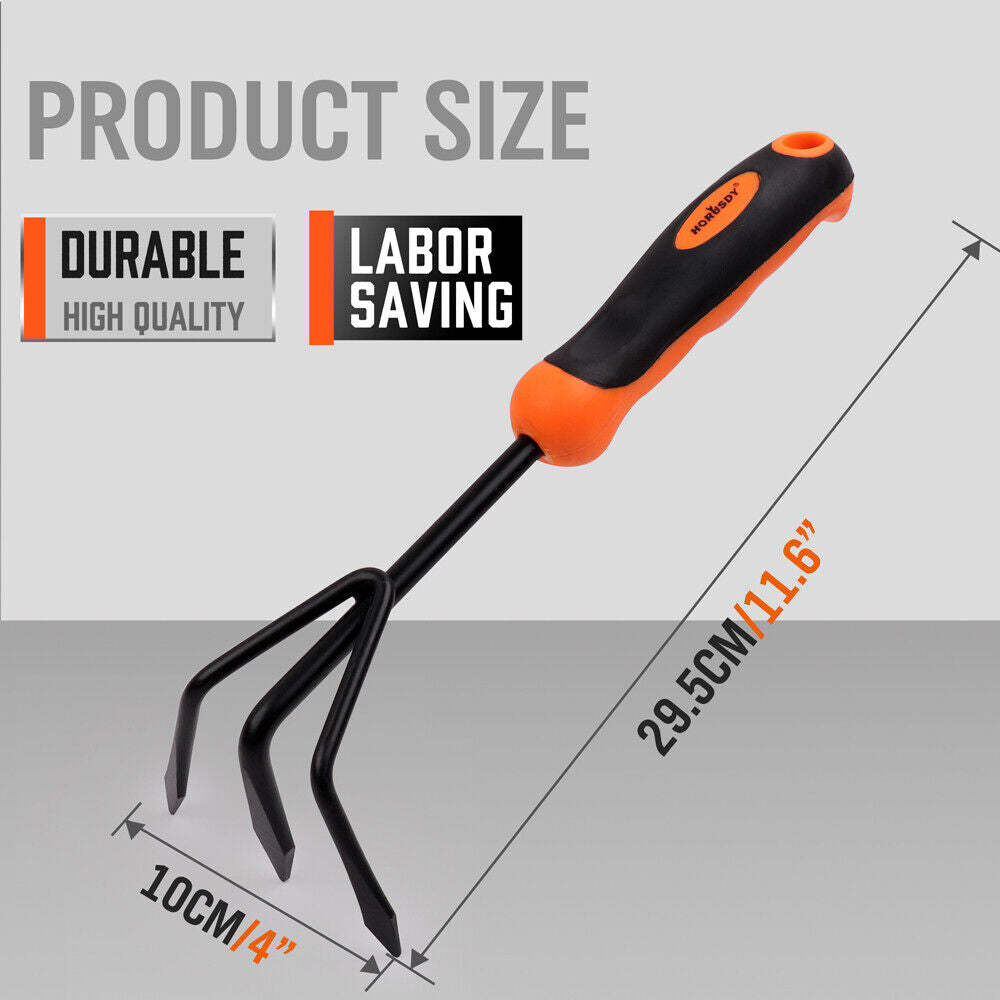 HORUSDY 11.6-Inch Hand Teeth Rake - Durable Carbon Steel Garden Pade f ...