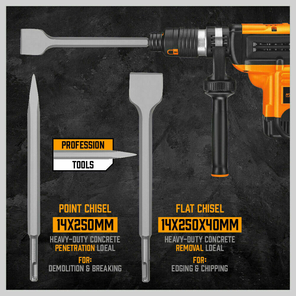 Comprehensive 10-Piece SDS Plus Rotary Hammer Drill Bits and Chisel Set for Efficient Masonry and Concrete Work
