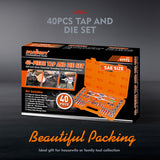 Comprehensive 40 Piece Tap and Die Set in Imperial SAE Measurements with Screwdriver Thread Drill and Pitch Gauge