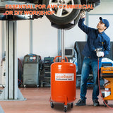 HORUSDY 80L Mobile Waste Oil Drainer with Telescopic Shaft, 90-136cm Adjustable, 10L Collection Pan for Efficient Workshop Fluid Management