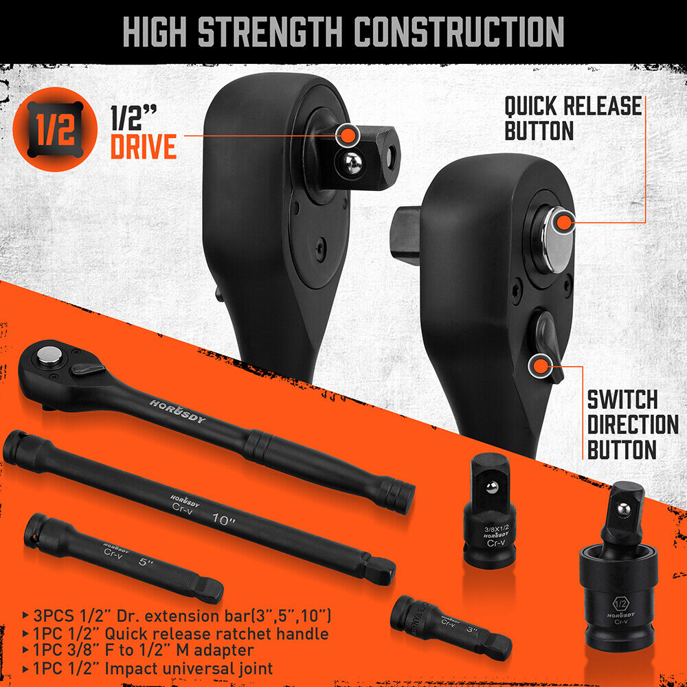 HORUSDY 66Pc 1/2" Impact Socket Set