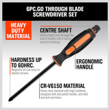 6-Piece Magnetic Screwdriver Set - Phillips and Flat Head Tips, rubber grip handle, heavy-duty, versatile, reliable accuracy.