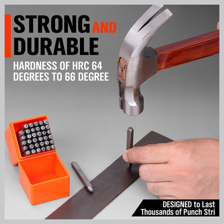 Durable 37Pcs 3mm Letter and Number Stamp Punch Set with Hardened Carbon Steel for DIY Projects on Various Surfaces