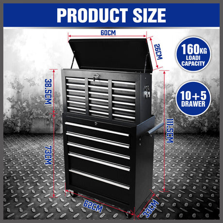 Tool Box Chest Cabinet Trolley - High-quality steel construction, ample storage, secure locks, easy mobility.