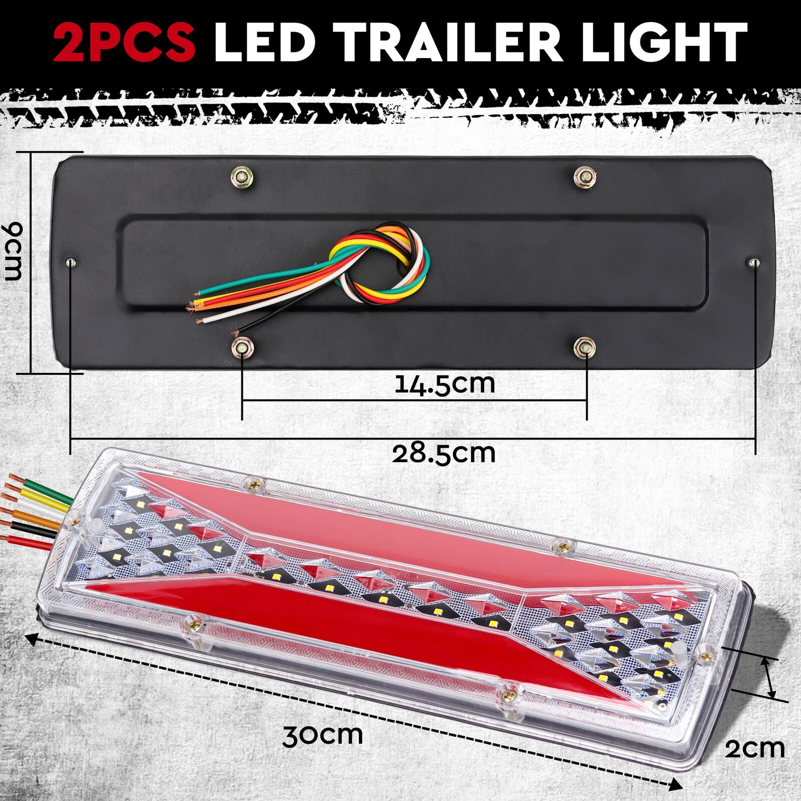 HORUSDY 16 LED Trailer Lights featuring Dynamic Flowing Turn Signal, Brake, Reverse, and Tail Lights with Waterproof IP67 and ADR Compliance