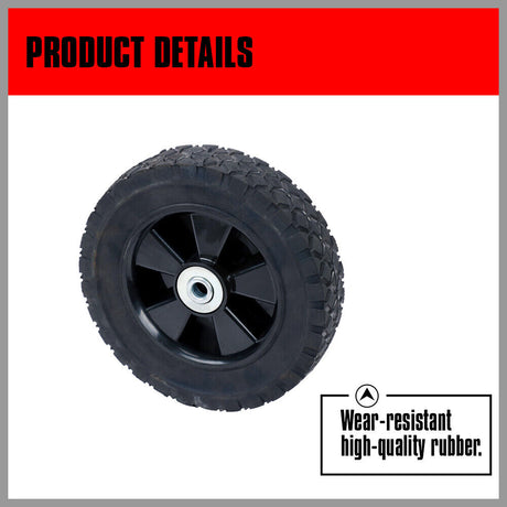 Durable 8-Inch Trolley Wheel with Solid Plastic Rim for Lawnmowers - 12MM Bore Size, Lightweight and Puncture-Proof