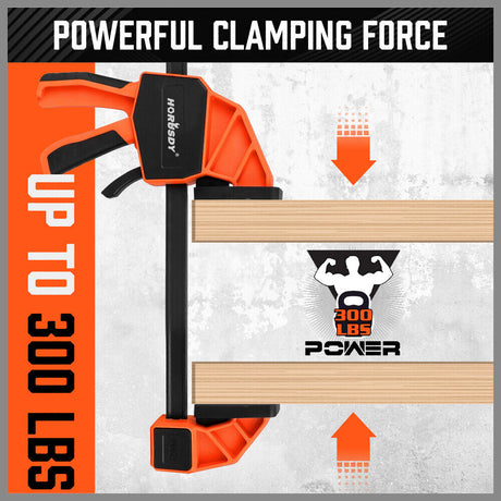 2-Pack HORUSDY 12-inch Woodworking Bar Clamps with Quick Clamp and Spreader Function, 300Lbs Load Capacity