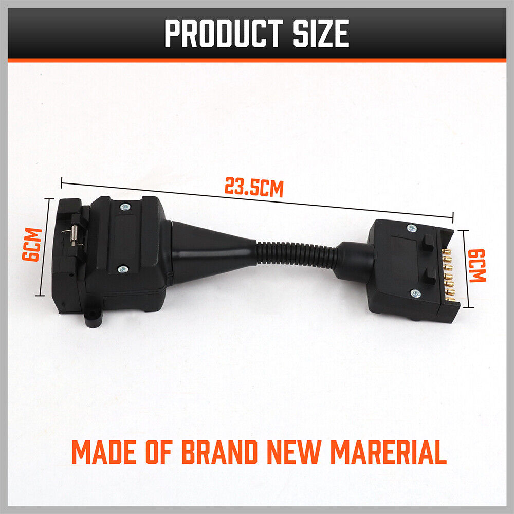 HORUSDY 7-Pin Flat Male Plug to 12-Pin Flat Female Socket Adaptor for Trailer and Caravan Connections