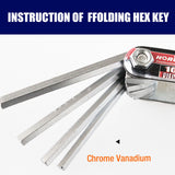 10-piece metric folding hex key set in a pocket-sized aluminum holder. Hardened chrome vanadium steel keys range from H1.5 to H6. For professionals and DIYers.