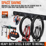 Versatile 15-Piece Wall Mount Hook Set for Organized Tool Storage on 64-Inch Heavy Duty Rail