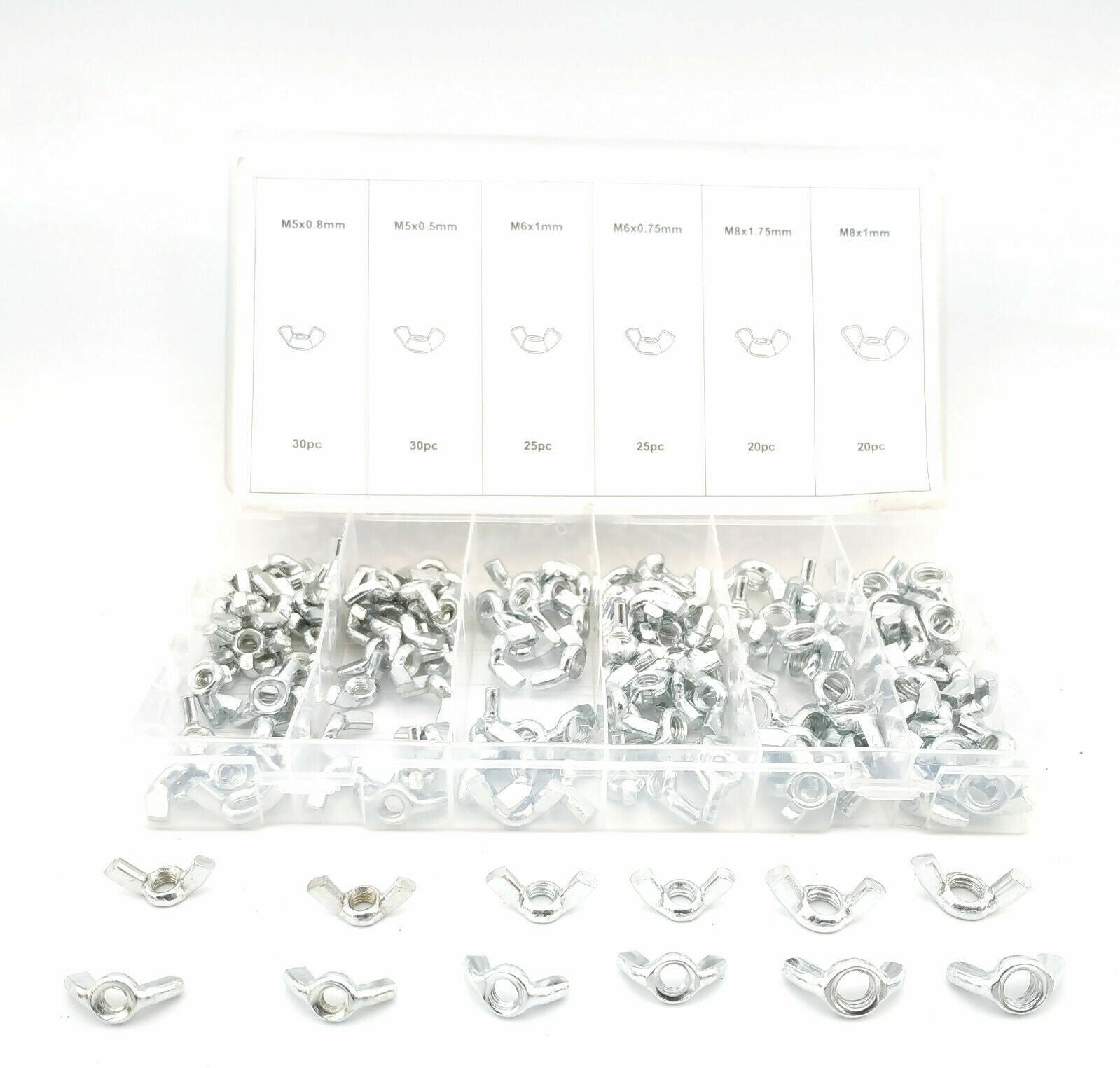 Comprehensive 150-Piece Wing Nut Assortment Kit with Zinc-Plated Steel Butterfly Nuts