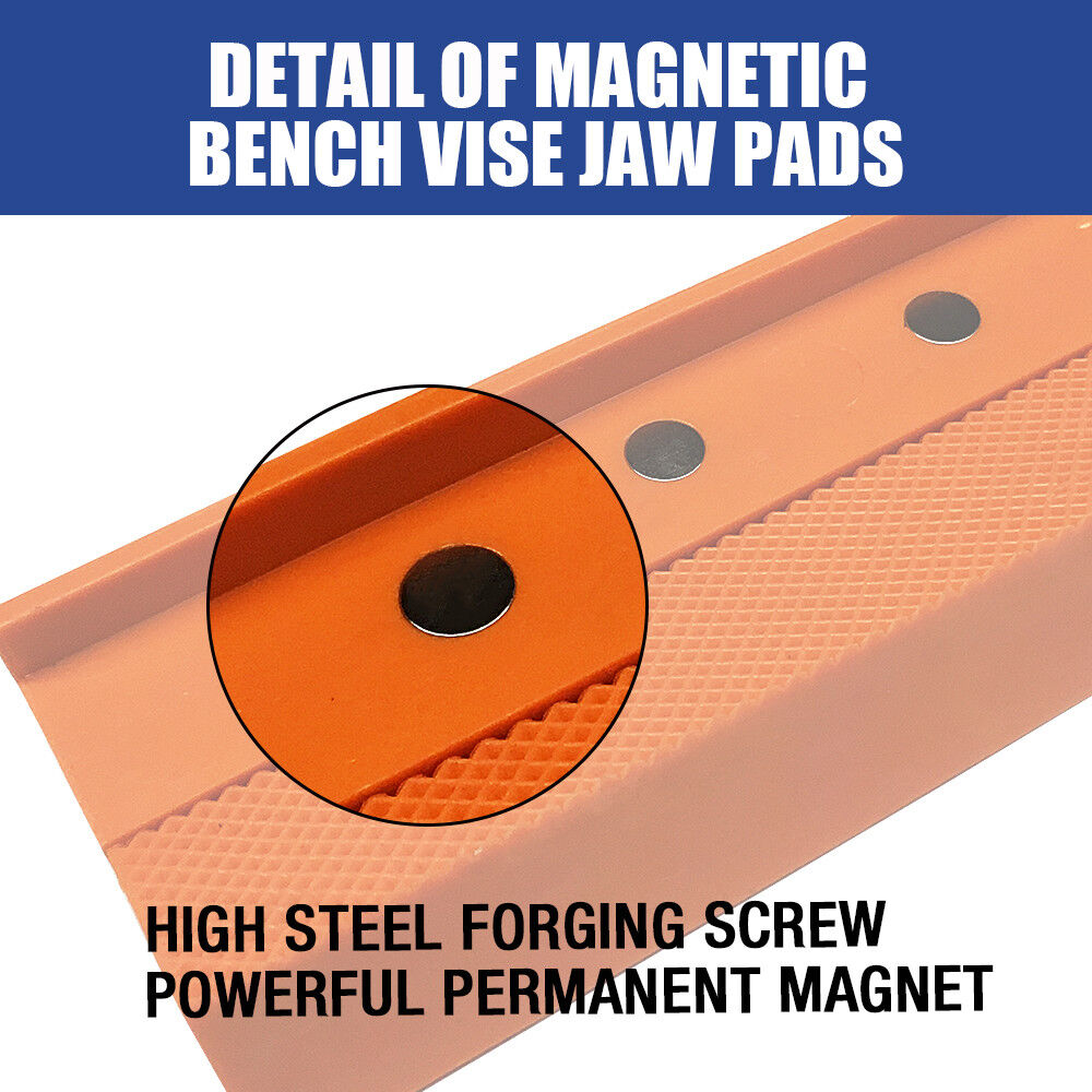 Versatile Magnetic Bench Vice Jaw Pads, 4.5"/6" size, Multi-Groove Design for Firm Grip on Varied Objects, Suitable for DIY, Craft, and Precision Work