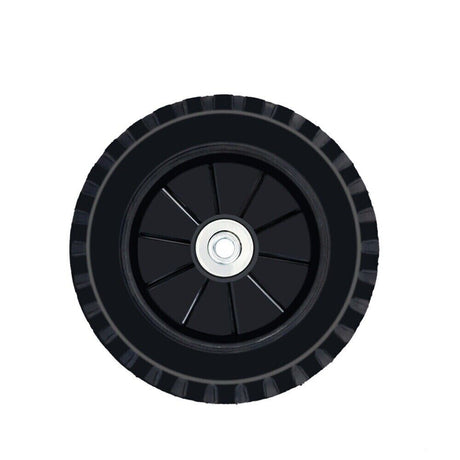 Durable 8-Inch Trolley Wheel with Solid Plastic Rim for Lawnmowers - 12MM Bore Size, Lightweight and Puncture-Proof