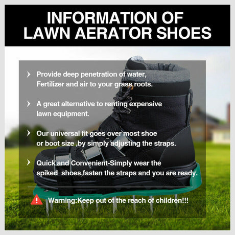 Lawn Aerator Shoes with Spikes and Triple Strap Design for Garden Lawn Care