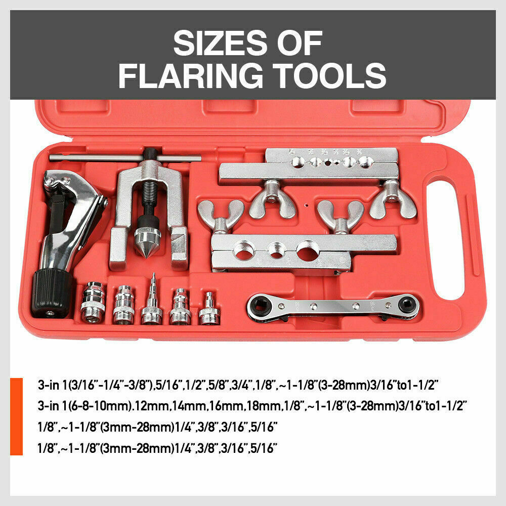 10-Piece Precision Flaring Tool Kit with Swage Dies and Tube Cutter for Automotive Air Conditioning and Brake Lines