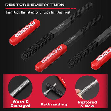 Professional 49-Piece Thread Chaser and Repair Tool Set for Metric, UNC, and UNF Threads - Ideal for Mechanics and DIY Projects