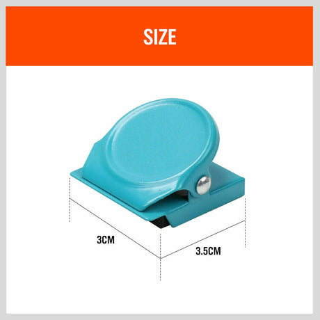 Colorful set of 16 magnetic spring clamps in green, pink, orange, and blue, perfect for holding notes on refrigerators or metal surfaces