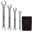 SEDY 4-Piece Flare Nut Wrench Set in SAE Sizes, Featuring 15° Offset Heads and Durable Chrome Vanadium Construction with a Convenient Organizer Pouch