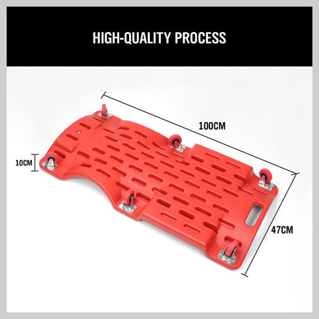 Durable 40-Inch Garage Creeper Mechanic Trolley, featuring Six 3-inch Swivel Wheels, High-Impact Molded Plastic, Cushioned Headrest, and Tool Storage Trays, capable of supporting up to 120KG