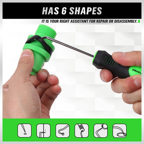 SWANLAKE 10-Piece Pick and Hook Set with CR-V Steel Shafts, Non-Slip Handles, and Storage Pouch for Automotive and Electronics Use