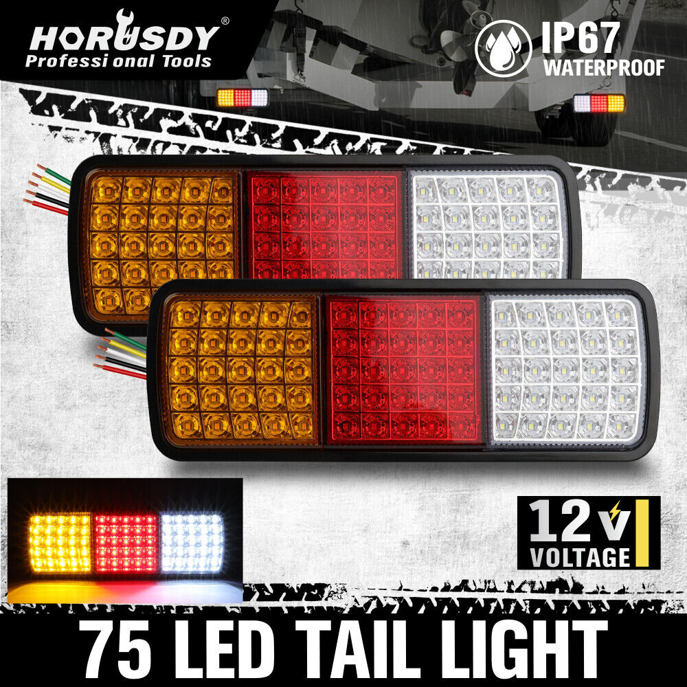 HORUSDY 75 LED 12V Tail Light Set, Universal Fit for Trailers, Trucks, and Caravans, ADR Certified