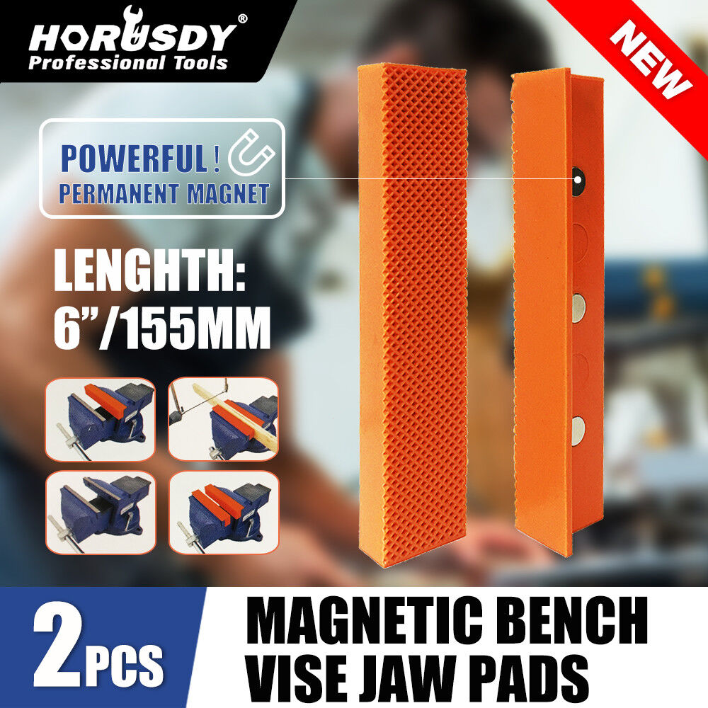 Versatile Magnetic Bench Vice Jaw Pads, 4.5"/6" size, Multi-Groove Design for Firm Grip on Varied Objects, Suitable for DIY, Craft, and Precision Work