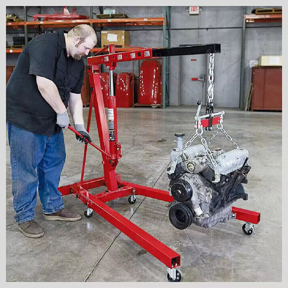 2-Ton Hydraulic Engine Crane: Foldable, durable, and versatile lifting tool for automotive and repair shops