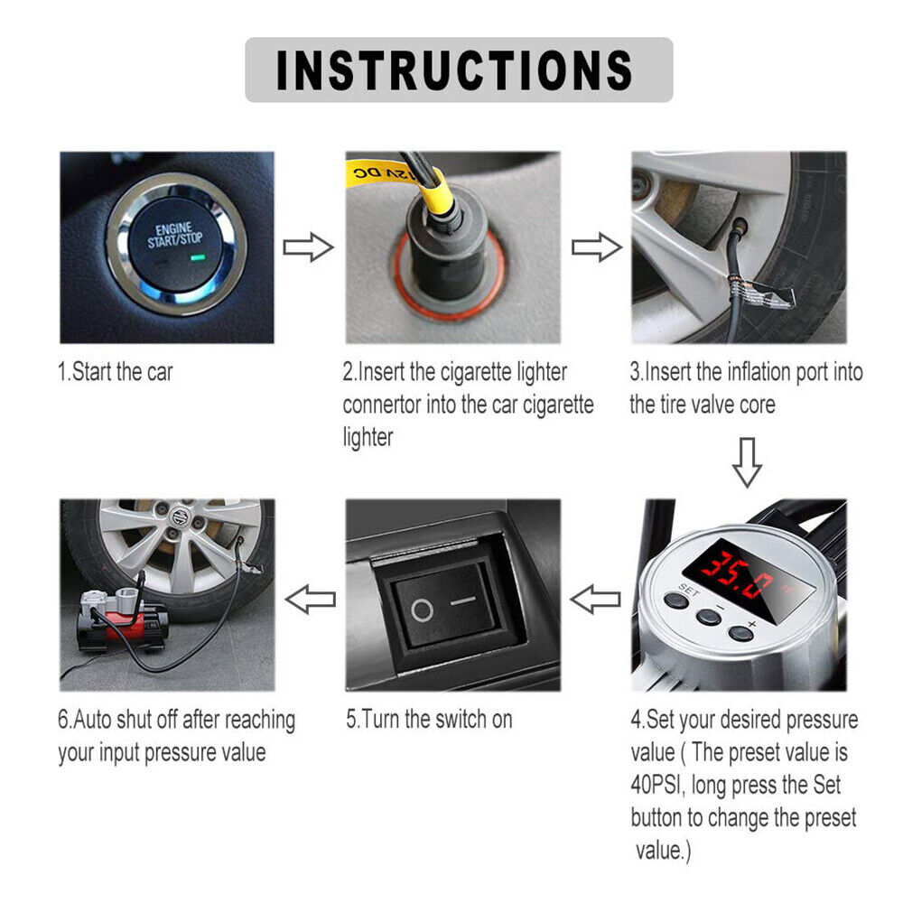 HORUSDY 180W Portable Air Compressor Pump with LED Display