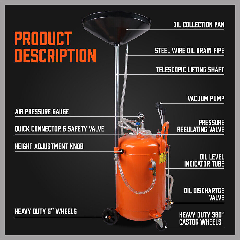 Fuel Collection Pan HORUSDY 80L Pneumatic Waste Oil Drainer - Efficient Fluid Extraction f ...