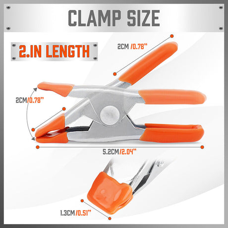 Set of 10 HORUSDY Strong Spring Clamps, 2-Inch Size with Non-Slip Rubber Grip and Durable Nickel-Plated Steel, Ideal for Carpentry and Home Decoration