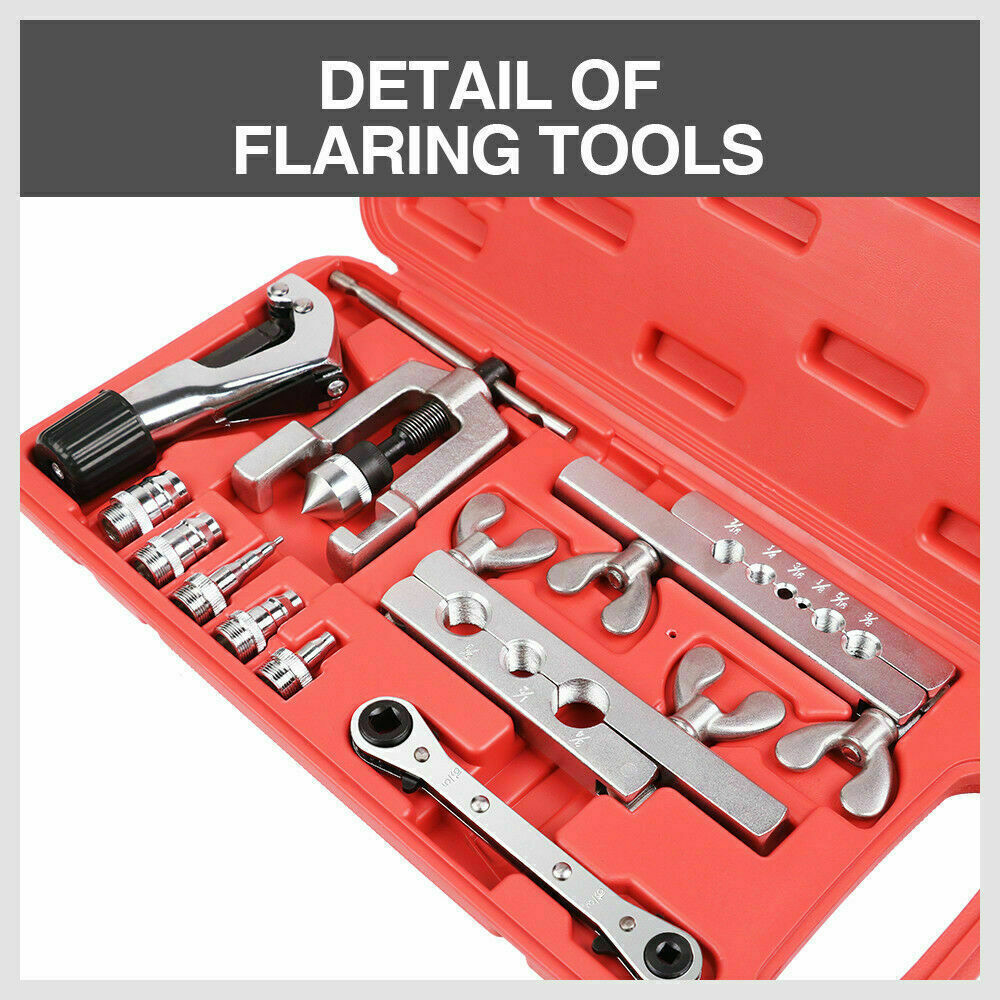 10-Piece Precision Flaring Tool Kit with Swage Dies and Tube Cutter for Automotive Air Conditioning and Brake Lines