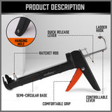 Professional Grade 9-Inch Caulking Gun - Ideal for Applying Silicone, Sealant, and Adhesive in Commercial and Industrial Settings
