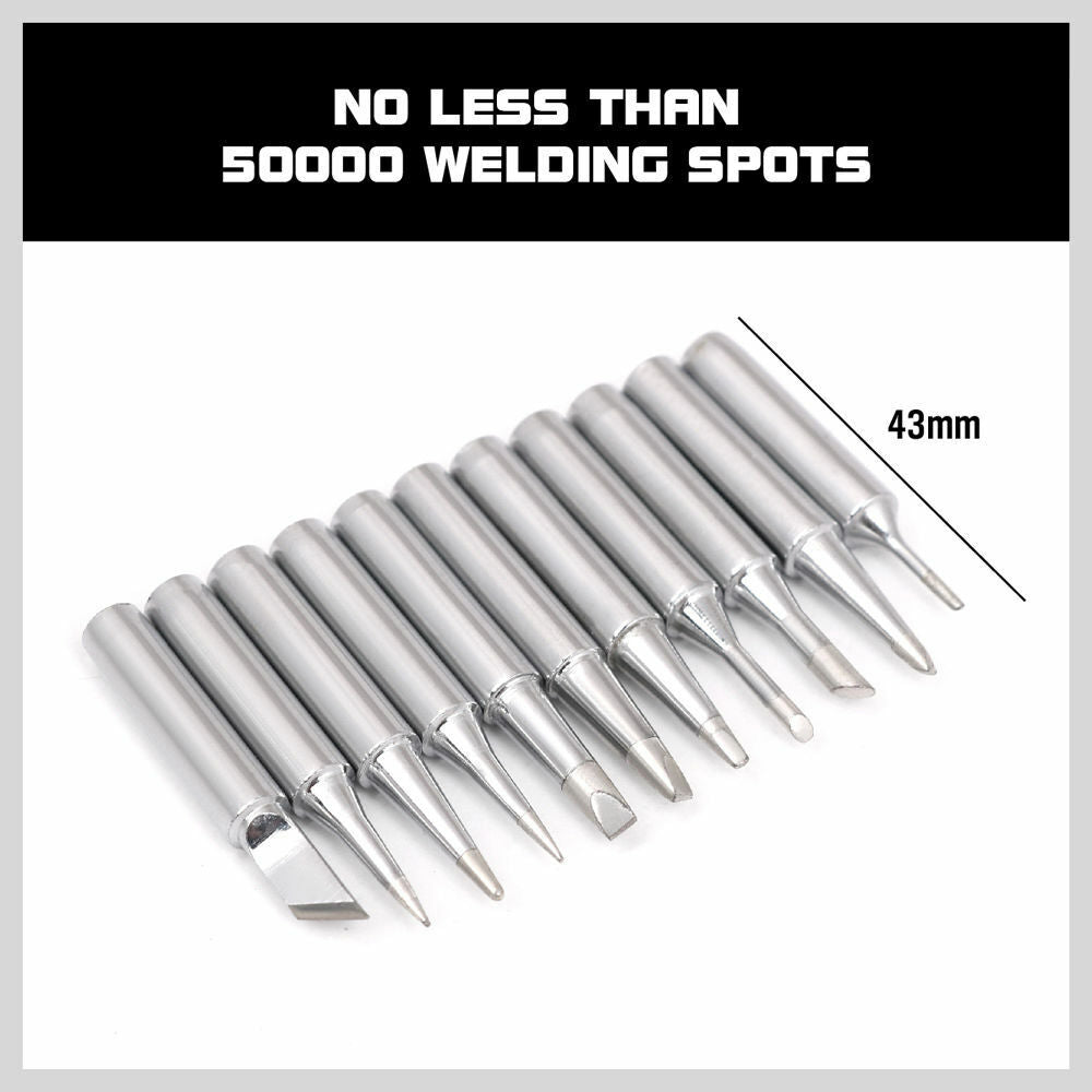 Set of 11 Lead-Free Soldering Iron Tips with Outer Diameter 1/4" and Inner Diameter 1/6" for Various Soldering Stations