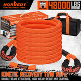 HORUSDY 30FT Heavy-Duty Nylon N66 Kinetic Recovery Tow Rope with 48000 Lbs Break Strength for Off-Road Recovery