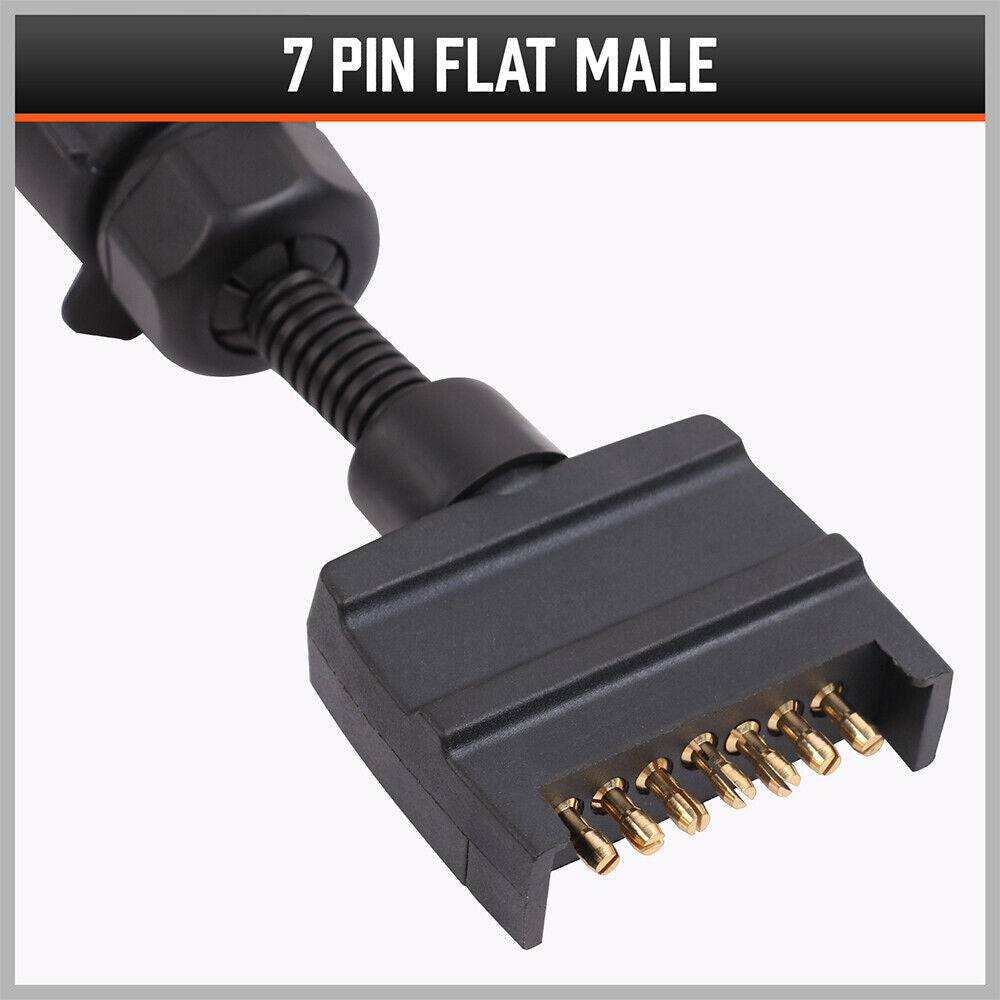 HORUSDY 7-Pin Adapter Plug, Round Female to Flat Male, for Trailer, Caravan, Boat Connections