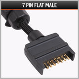 HORUSDY 7-Pin Adapter Plug, Round Female to Flat Male, for Trailer, Caravan, Boat Connections