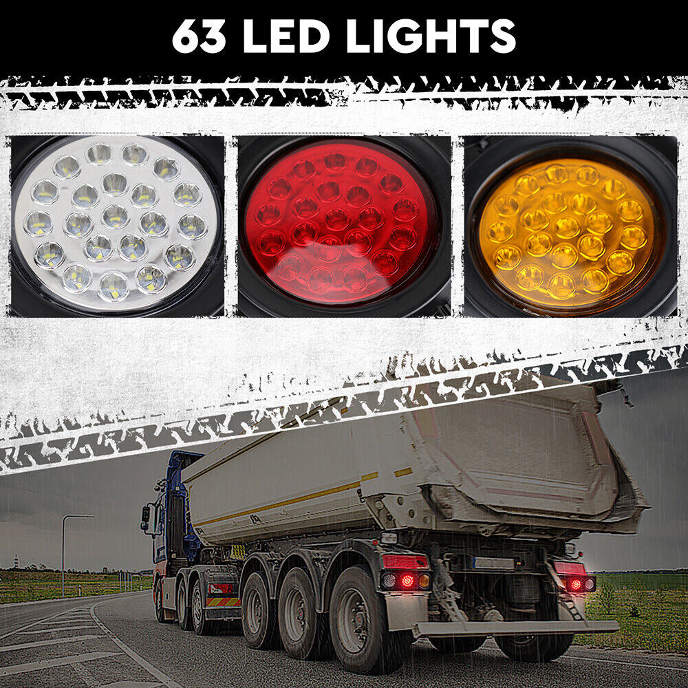 HORUSDY 63 LED Tail Lights 12V, Durable and Efficient for Trucks, Trailers, and Caravans