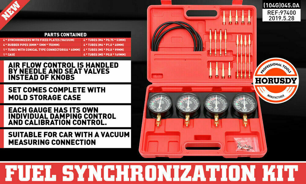 Comprehensive Fuel Vacuum Carburetor Synchronizer Kit - Includes Gauges, Rubber Pipes, Extension Tubes for Carb Adjustment