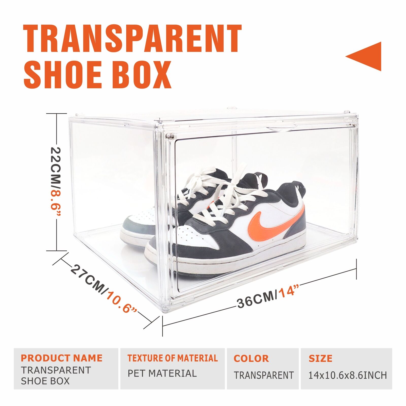 Shoue Box Premium Stackable Shoe Box - Transparent Plastic Display Storage Case ...