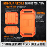Set of three non-slip, flexible silicone tool trays in different sizes for organizing parts and tools in a workshop.